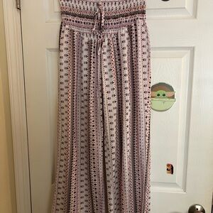 SHEIN Pink and Purple Patterned Wide Leg Pants